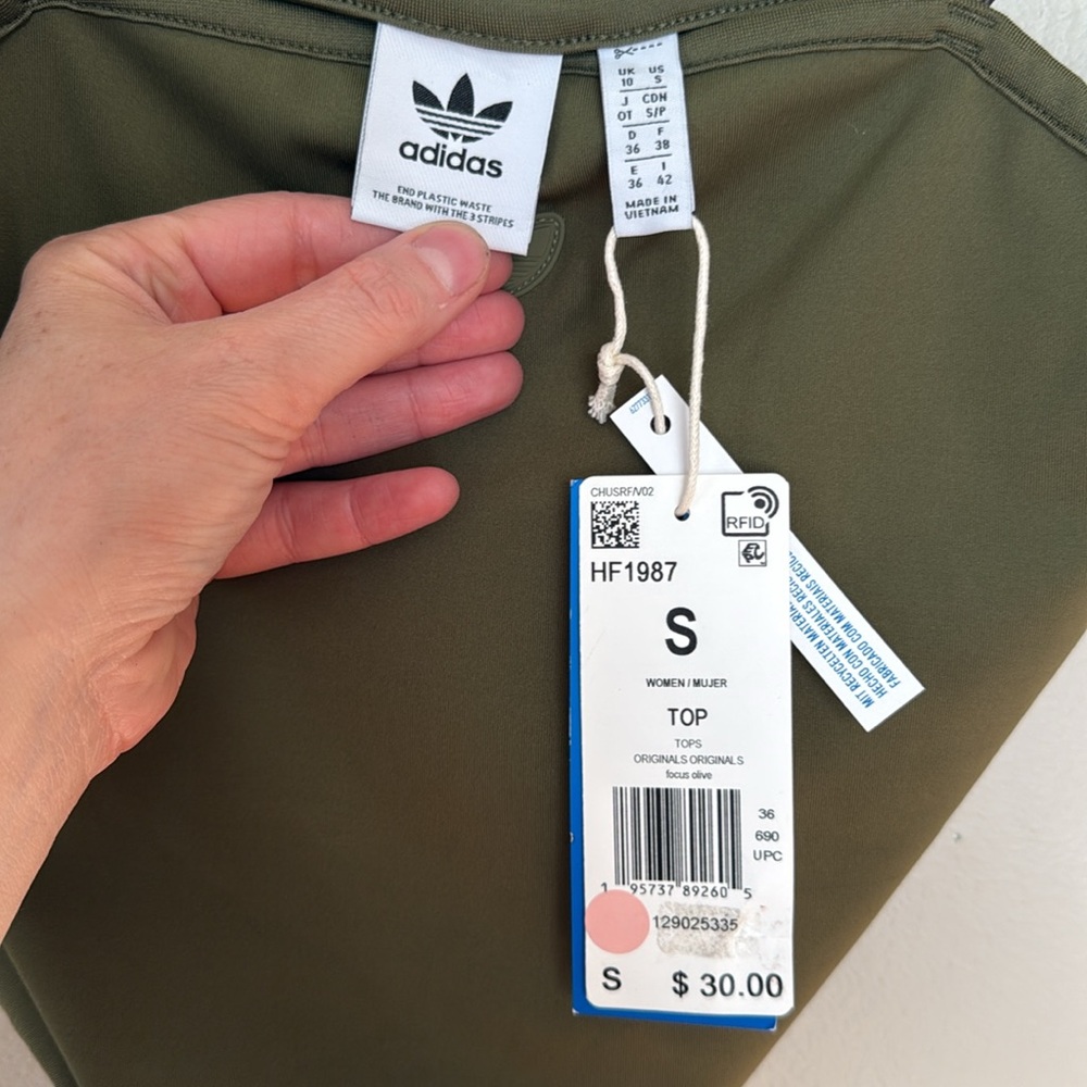 NWT adidas Dark Green Camisole Top small - Picture 3 of 5